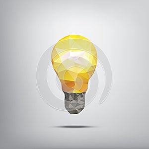 Colorful low polygonal light bulb concept symbol