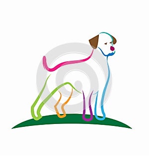 Colorful loyal dog line art vector