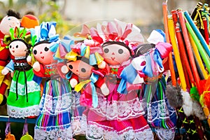 Colorful Lupita Dolls named after Guadalupe Janitzio Island Patzcuaro Lake Mexico photo