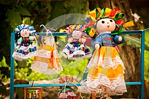 Colorful Lupita Dolls named after Guadalupe Janitzio Island Patzcuaro Lake Mexico