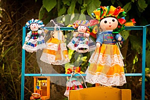Colorful Lupita Dolls named after Guadalupe Janitzio Island Patzcuaro Lake Mexico