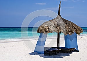 Colorful luxurious beach palapa photo