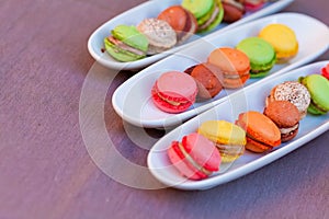 Colorful macaron on the plate