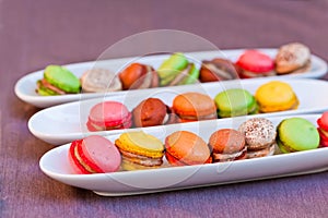 Colorful macaron on the plate