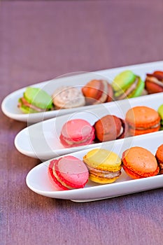 Colorful macaron on the plate