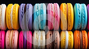 Colorful Macarons on Multicolor Background AI Generated