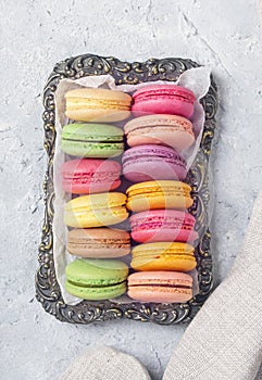 Colorful macarons on a plate