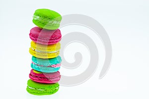 Colorful macarons set on table, traditional french colorful macarons ,Sweet macarons