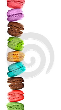 Colorful macarons vertical line
