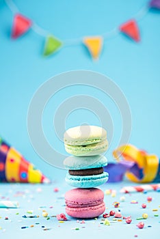 Colorful Macaroons Birthday Card or PArty Invitation Mockup Template