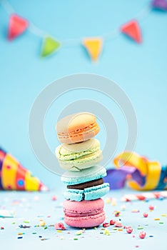 Colorful Macaroons Birthday Card or PArty Invitation Mockup Template