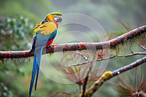 Colorful Macaw Perched in Jungle