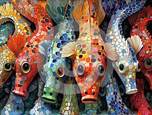 Colorful, Madagacar Festival animal by M. C. Escher art