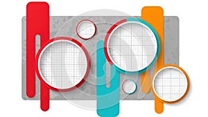 Colorful magnifying glasses on graph paper