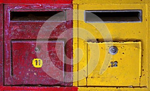 Colorful mailboxes