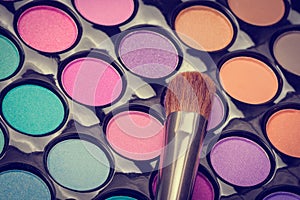 Colorful make-up eyeshadow palette with - brush