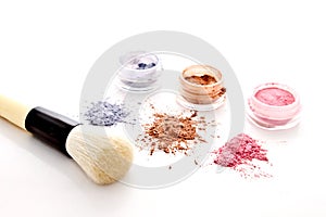 Colorful makeup powder and brush