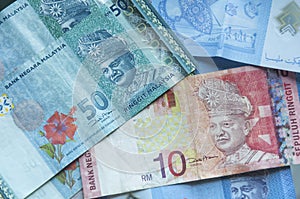 Colorful Malaysian Ringgit currency background