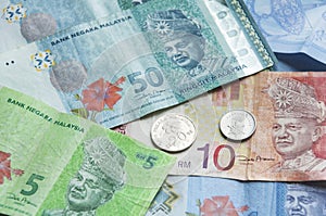 Colorful Malaysian Ringgit currency background