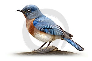 Colorful male Eastern Bluebird (Sialia sialis) isolated on white background