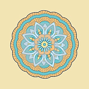 Colorful mandala on the beige background