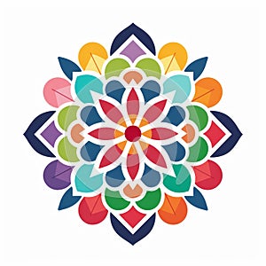 Colorful Mandala Flower: Abstract Art With Flat Color Blocks