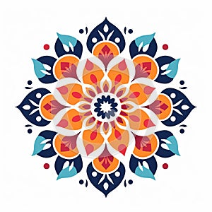 Colorful Mandala Flower Ornament: A Fusion Of Mexican And Chinese Cultural Symbols