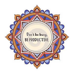 Colorful mandala with motivational quote