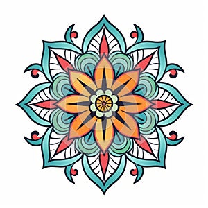 Colorful Mandala Tattoo Design With Floral Accents