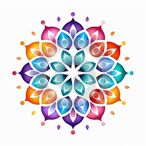 Colorful Mandalay Flower Symbol: A Graphic Art Representation Of Human Connections