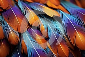 Colorful Mandarin duck feathers. Generate Ai
