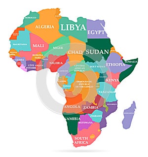 Colorful map of Africa continent