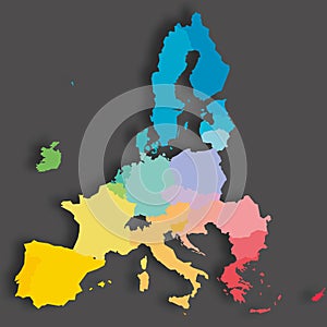 Colorful map of EU countries