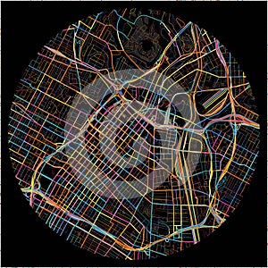 Colorful Map of LosAngeles, California with all major and minor roads