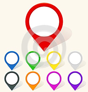 Colorful map pin icon in flat style