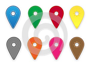 Colorful map pins