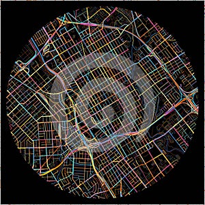 Colorful Map of SanJose, California with all major and minor roads photo