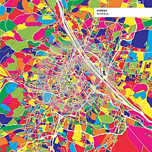 Colorful map of Vienna, Austria