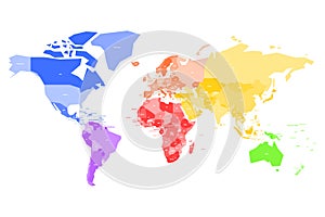 Colorful map of World. Simplified vector map with country name labels
