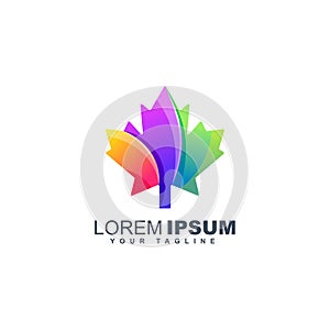Colorful maple leaf logo design template