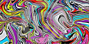 Colorful marble fluid ink wave abstract background for wallpaper. Fluid acrylic illustration in psychedelic colors.