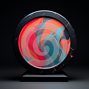 Colorful Marble Minimalistic Round Picture Frame.