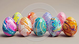 Colorful Marbled Easter Eggs 3D Model with Vibrant Patterns and Textures photo