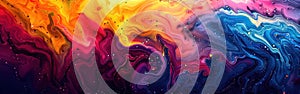 Colorful Marbled Waves: Abstract Acrylic Paint Ink Texture for Bold Background Banner with Color Swirls and Painting Details