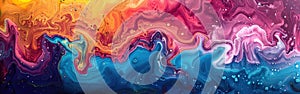 Colorful Marbled Waves: Abstract Acrylic Paint Ink Texture for Bold Background Banner with Color Swirls and Painting Details