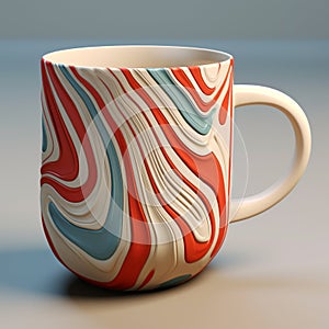 Colorful Marbleized Mug In Vray Tracing Style