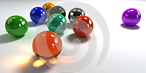 Colorful marbles on white background