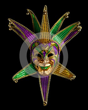 Colorful Mardi Gras mask isolated on black