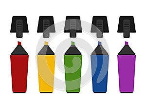 Colorful marker pens, felt-tip pens set isolated on white background. Textmarker vector illustration
