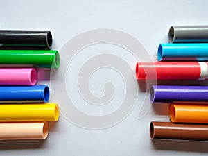 Colorful marker pens set on the white background.